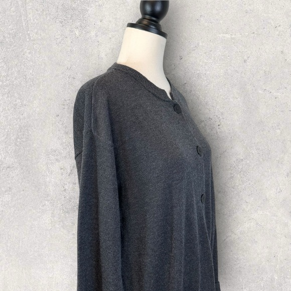 J. Jill Gray Cardigan Sweater Longline Duster Wool Blend Long Sleeve M - Picture 7 of 13